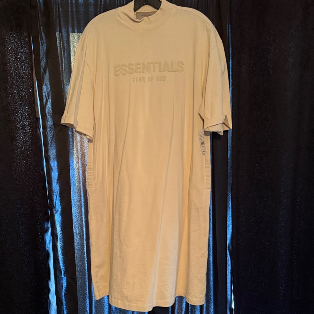 Fear of God Essentials Short Sleeve Tshirt dress in Cream